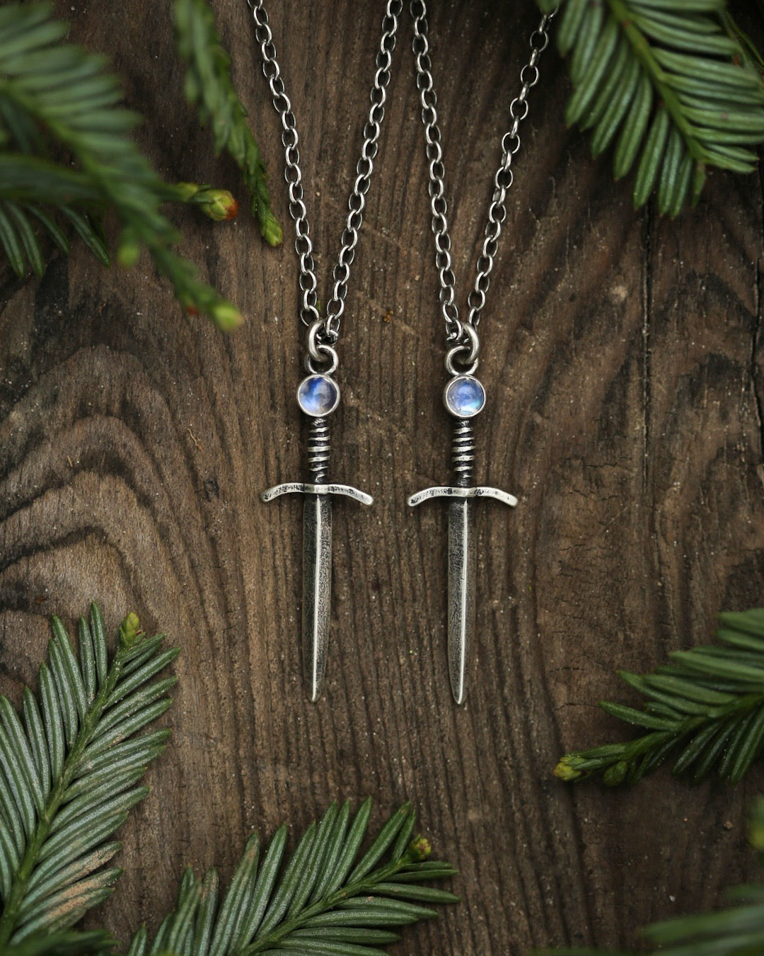 *Made-To-Order* Moonstone Sword Necklace Sterling Silver