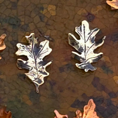 Copper and Brass Autumn Leaf Stud Earrings