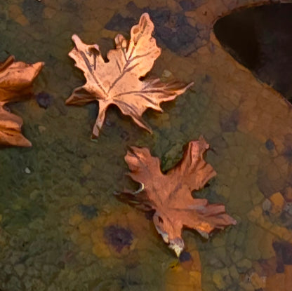 Copper and Brass Autumn Leaf Stud Earrings