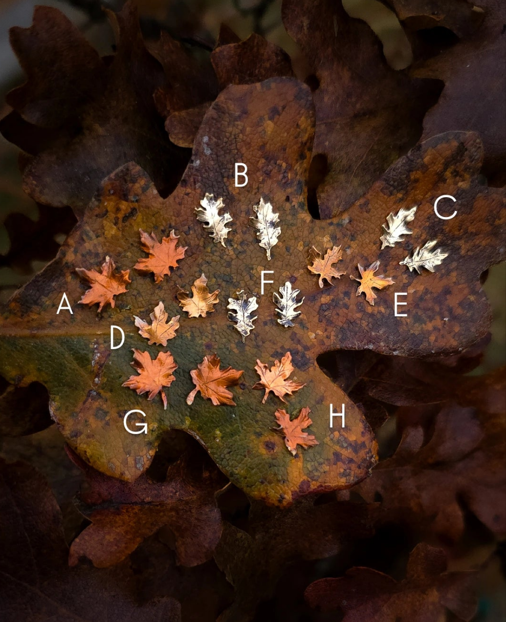 Copper and Brass Autumn Leaf Stud Earrings