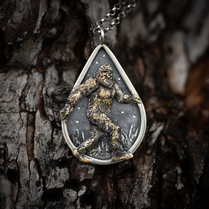 The Legand of the Wild Sterling Silver and Brass Bigfoot Necklaces