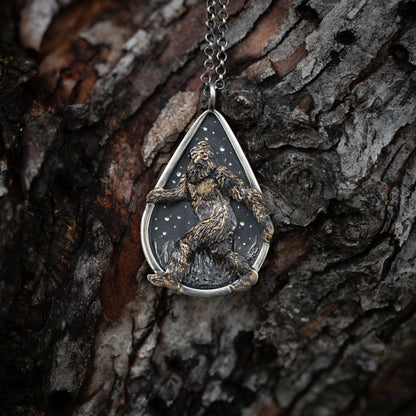 The Legand of the Wild Sterling Silver and Brass Bigfoot Necklaces