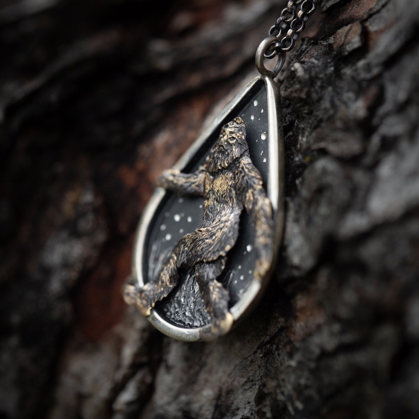 The Legand of the Wild Sterling Silver and Brass Bigfoot Necklaces