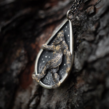 The Legand of the Wild Sterling Silver and Brass Bigfoot Necklaces