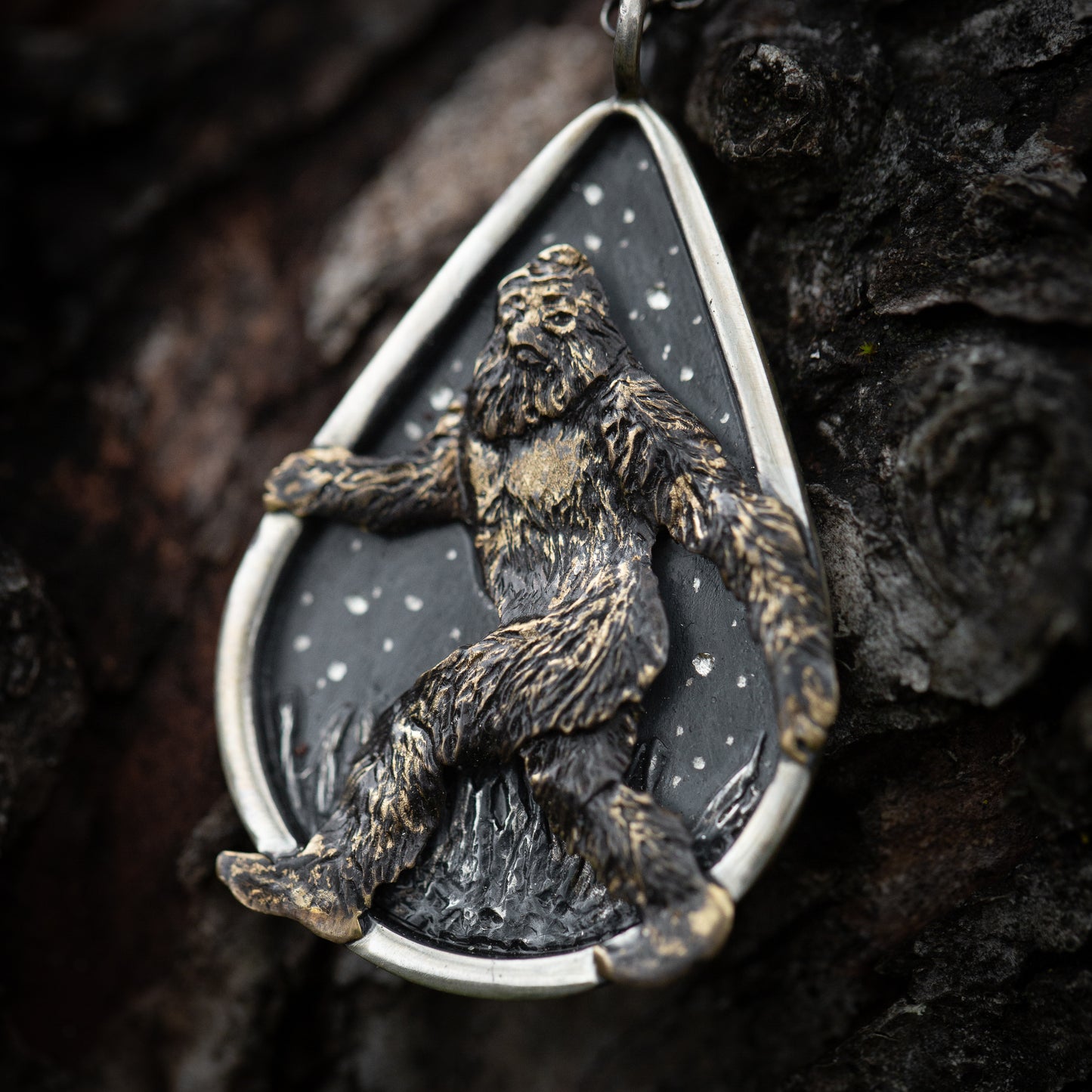 The Legand of the Wild Sterling Silver and Brass Bigfoot Necklaces
