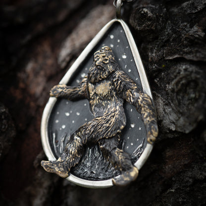 The Legand of the Wild Sterling Silver and Brass Bigfoot Necklaces