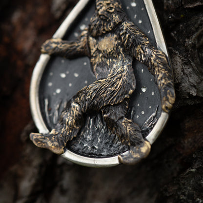 The Legand of the Wild Sterling Silver and Brass Bigfoot Necklaces