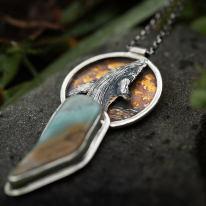 Harmony of the Deep Sterling Silver and 24k Gold Humpback Whale Necklace