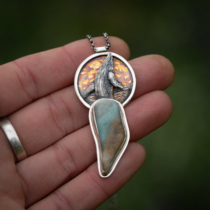 Harmony of the Deep Sterling Silver and 24k Gold Humpback Whale Necklace