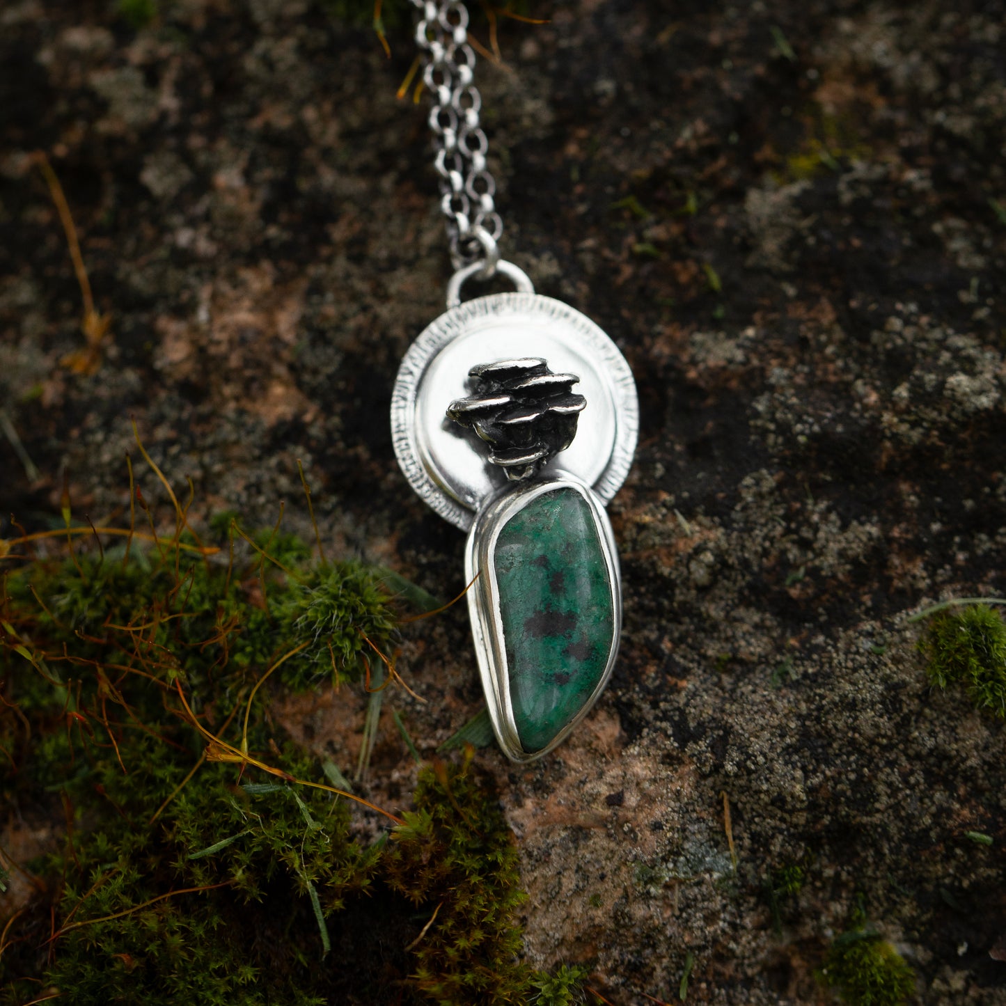 Wild Harvest Moss Agate Mushroom Necklace