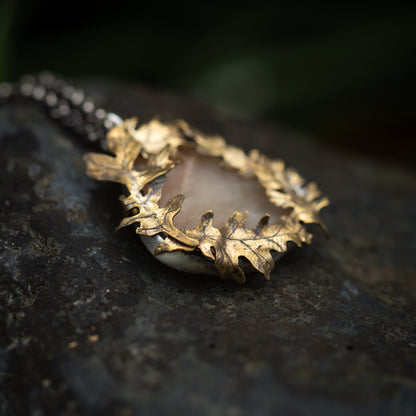 Oakwood Sterling Silver, Brass, and Moonstone Necklace