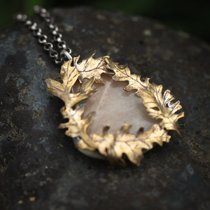 Oakwood Sterling Silver, Brass, and Moonstone Necklace