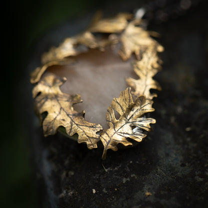 Oakwood Sterling Silver, Brass, and Moonstone Necklace