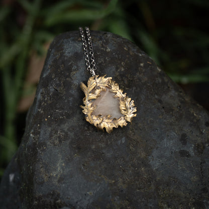 Oakwood Sterling Silver, Brass, and Moonstone Necklace