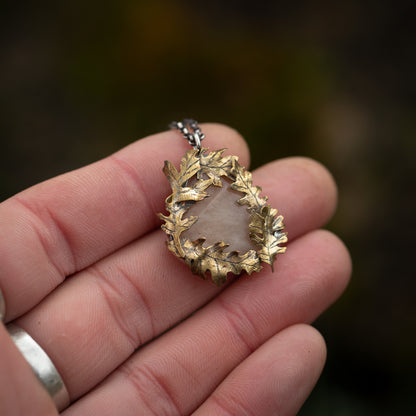 Oakwood Sterling Silver, Brass, and Moonstone Necklace