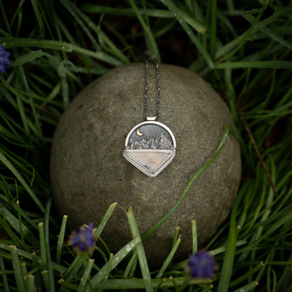 Starlight Peak Sterling Silver and 24k Gold Mountain Landscape Necklace