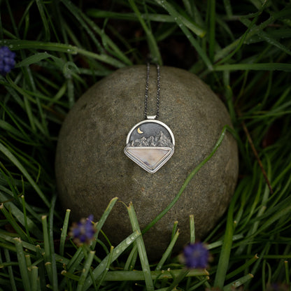 Starlight Peak Sterling Silver and 24k Gold Mountain Landscape Necklace