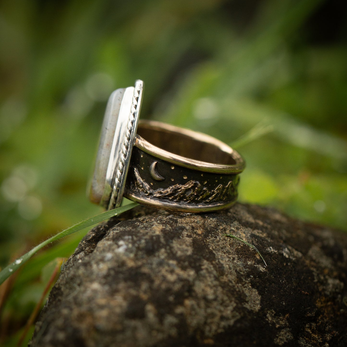 Celestial Ridge Size 7 Sterling Silver and Bronze Ring