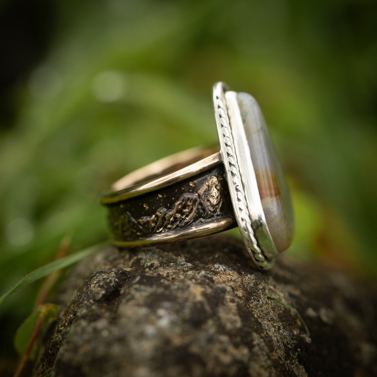 Celestial Ridge Size 7 Sterling Silver and Bronze Ring