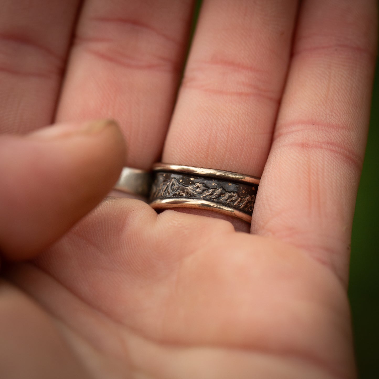 Celestial Ridge Size 7 Sterling Silver and Bronze Ring