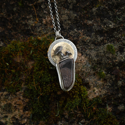 Porcini's Bounty Sterling Silver and Brass Mushroom Necklace