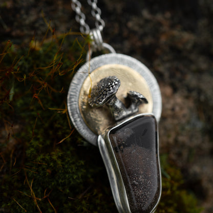 Porcini's Bounty Sterling Silver and Brass Mushroom Necklace