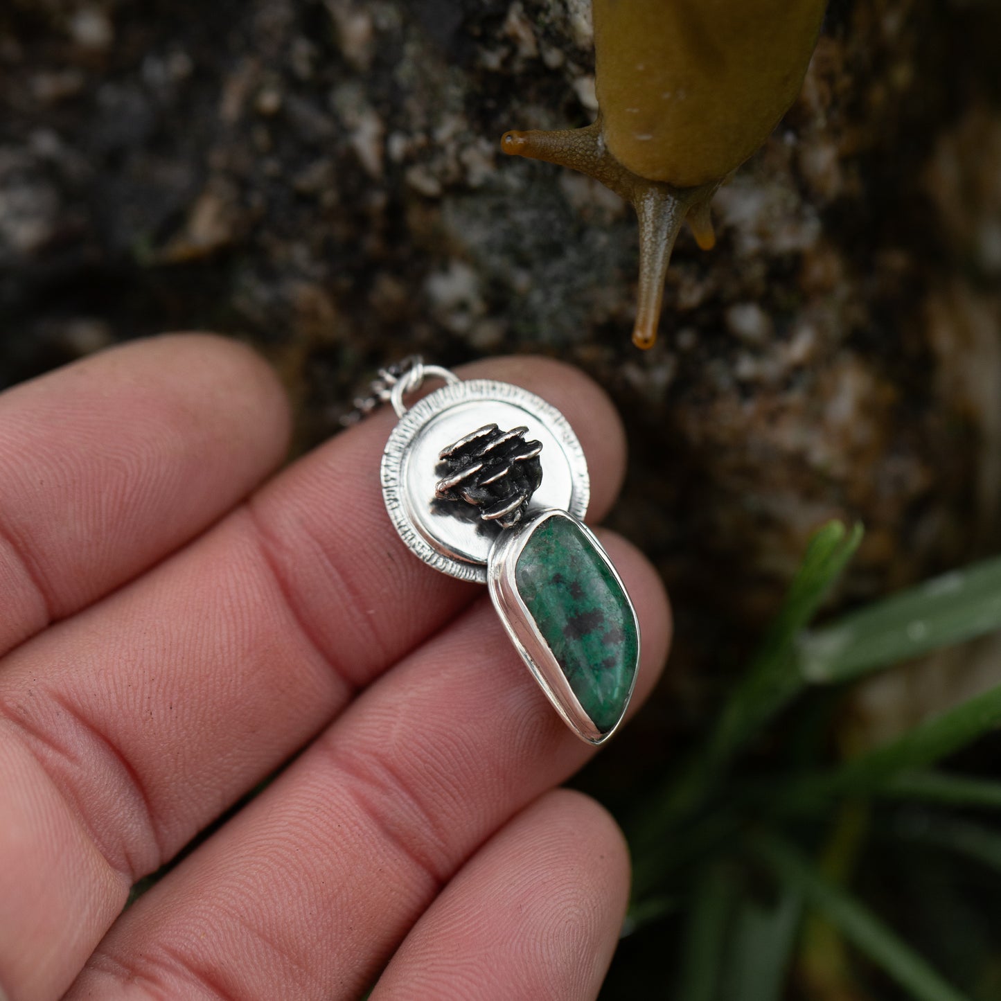 Wild Harvest Moss Agate Mushroom Necklace