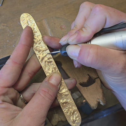 Oakwood- Brass Oak Leaf Adjustable Cuff Bracelet