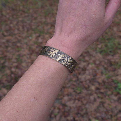 Oakwood- Brass Oak Leaf Adjustable Cuff Bracelet