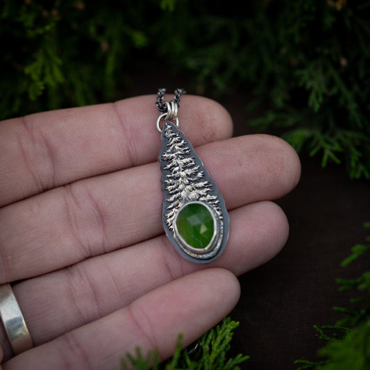 Light of Growth I- Sterling Silver Serpentine Tree Necklace