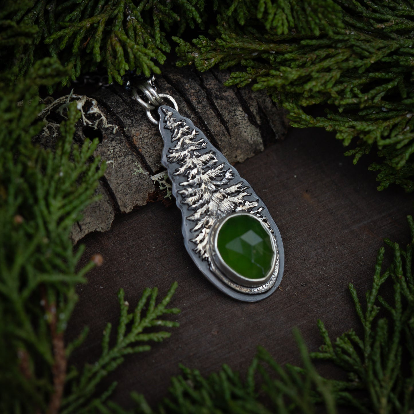 Light of Growth I- Sterling Silver Serpentine Tree Necklace