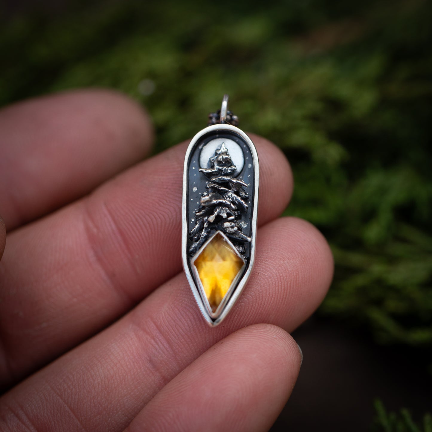 Arbor Solis I- Sterling Silver and Citrine Tree Necklace