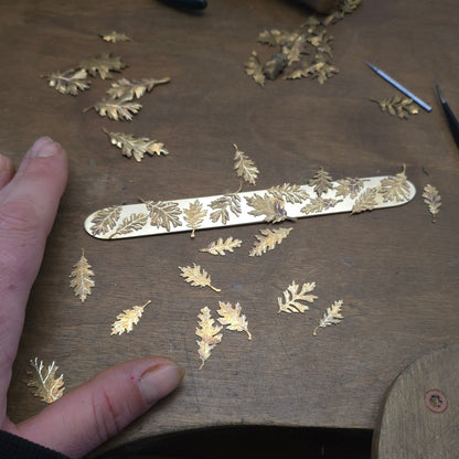 Oakwood- Brass Oak Leaf Adjustable Cuff Bracelet