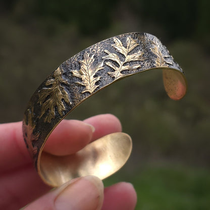Oakwood- Brass Oak Leaf Adjustable Cuff Bracelet