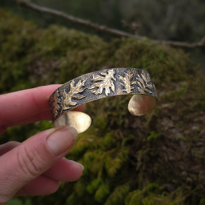 Oakwood- Brass Oak Leaf Adjustable Cuff Bracelet