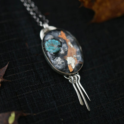 Koi Pond Sterling Silver and Copper Resin Pendant