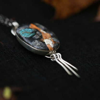 Koi Pond Sterling Silver and Copper Resin Pendant